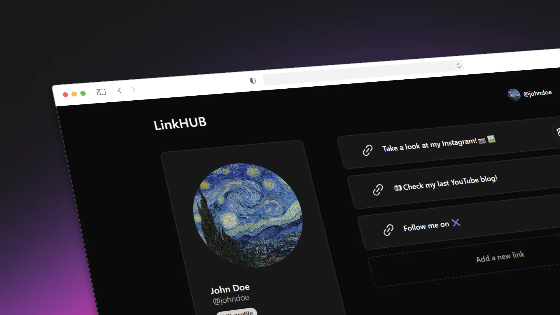 An image displaying the proyect: "LinkHUB - LinkTree copy"